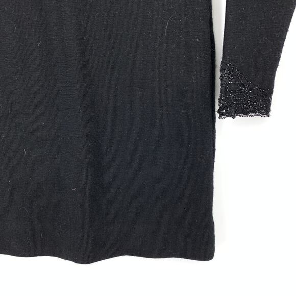 Collections Michelle Stuart Dress Womens S Black Beaded Lace Trim Above Knee VTG - Picture 4 of 5
